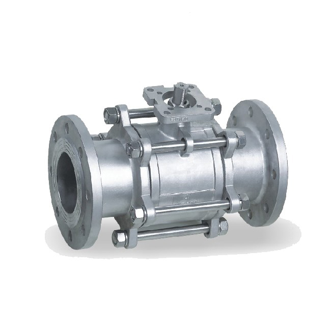 Three piece high platform flange ball valve